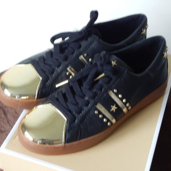 Michael Kors Frankie Stripe Leather Studded Low Top Lace-up Sneaker Shoe NIB - Picture 4 of 11